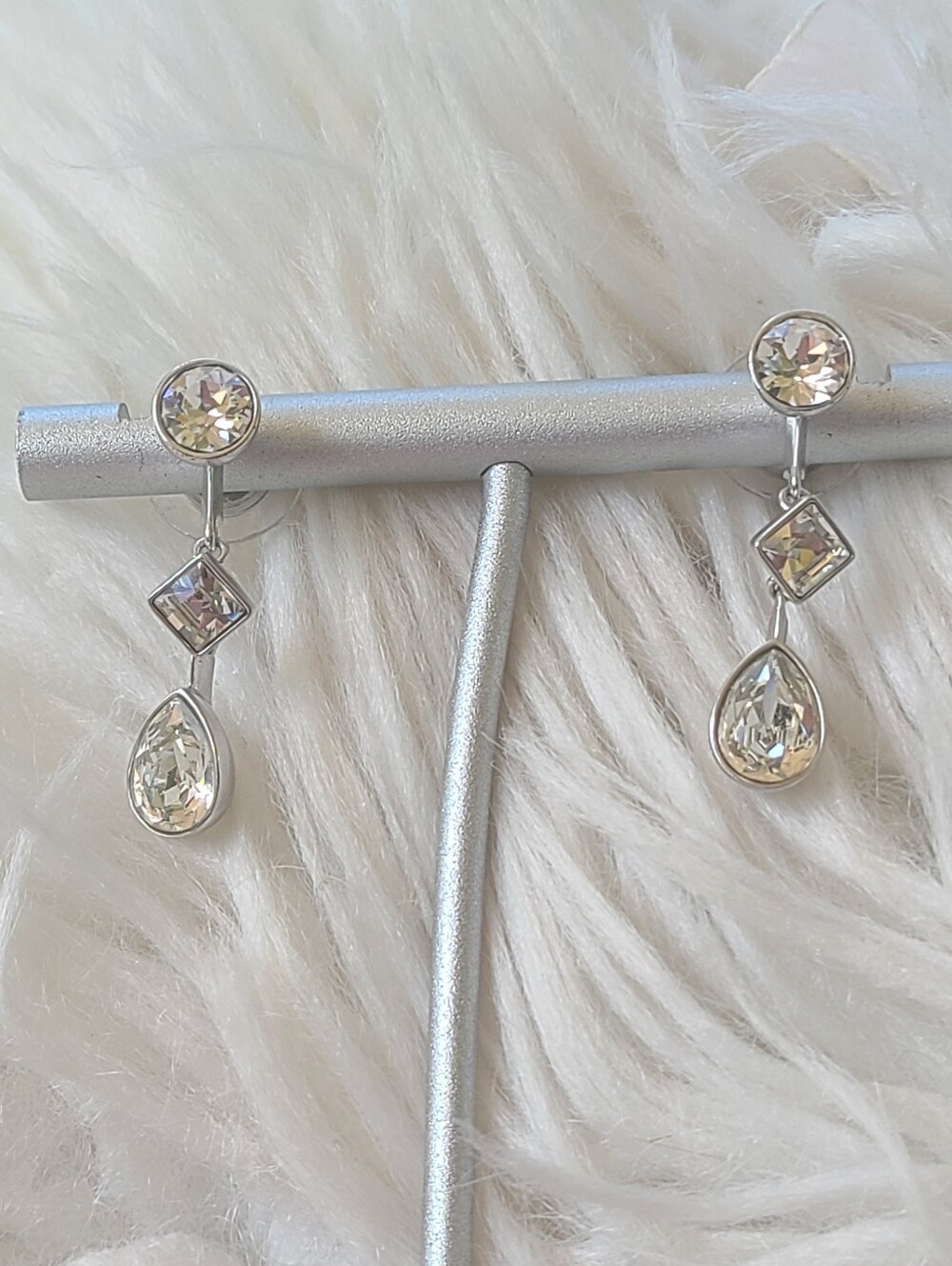 Swarovski Silver-Tone Clear Crystal Drop Or Stud Earrings- Excellent Condition